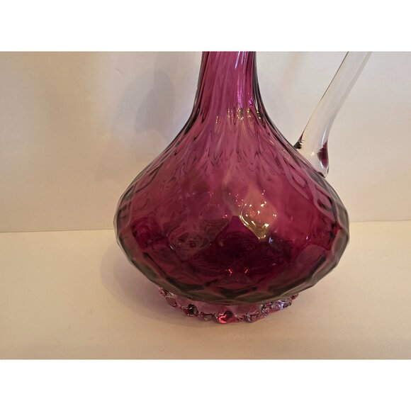 Vintage Amethyst Purple Glass Decanter With Stopper & Clear Handle - Picture 3 of 10